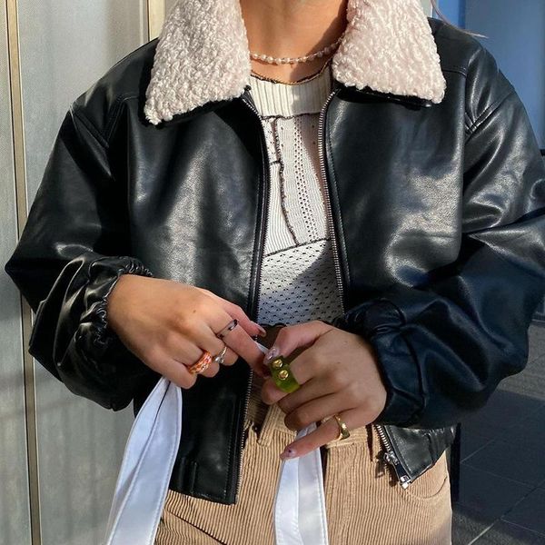 women's jackets leather jacket fur collared zip up cropped winter women fashion chic full sleeve zipped black bombers, Black;brown
women's jackets leather jacket fur collared zip up cropped winter women fashion chic full sleeve zipped black bombers, Black;brown