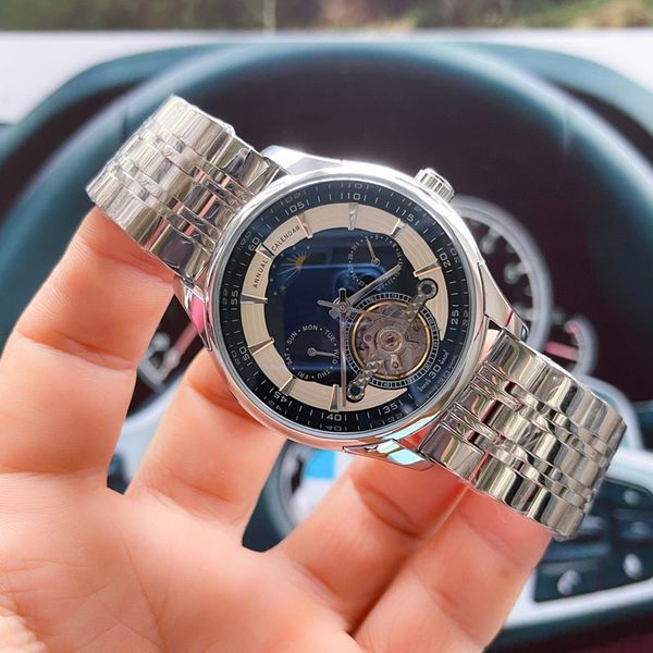 fashion menwatches mechanical automatic movement luxury mens wristwatches flywheel moon phase day date all sub-dials work brand watch christ, Slivery;brown
fashion menwatches mechanical automatic movement luxury mens wristwatches flywheel moon phase day date all sub-dials work brand watch christ, Slivery;brown