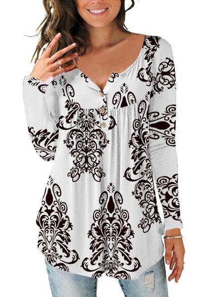 women's blouses & shirts fashion print and women v-neck long sleeve ladies loose comfortable casual roupas feminina clothes, White
women's blouses & shirts fashion print and women v-neck long sleeve ladies loose comfortable casual roupas feminina clothes, White