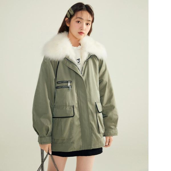 women's fur & faux parkas collar winter liner female jacket warm clothing oversized coats ropa zjt879, Black
women's fur & faux parkas collar winter liner female jacket warm clothing oversized coats ropa zjt879, Black