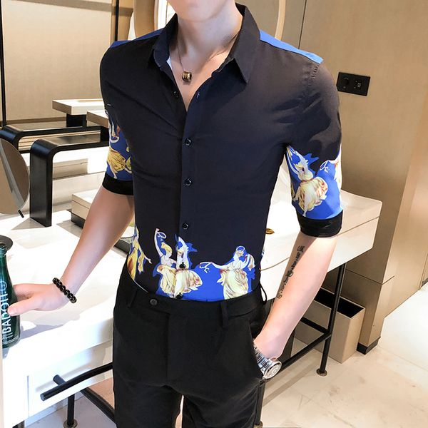 British 2021 New Summer Style of Floral Shirt Fashions Thin Fit Men's Social Shirts Half Sleeve Streetwear Club Tuxedo Blouse DKC3, Black;brown
British 2021 New Summer Style of Floral Shirt Fashions Thin Fit Men's Social Shirts Half Sleeve Streetwear Club Tuxedo Blouse DKC3, Black;brown