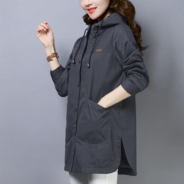 women's trench coats fashion coat 2021 autumn female plus size loose solid color hooded casual cotton windbreaker, Tan;black
women's trench coats fashion coat 2021 autumn female plus size loose solid color hooded casual cotton windbreaker, Tan;black