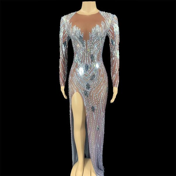 casual dresses silver mirror stones dress transparent evening long birthday celebrate mesh outfit dancer singer costumes, Black;gray
casual dresses silver mirror stones dress transparent evening long birthday celebrate mesh outfit dancer singer costumes, Black;gray