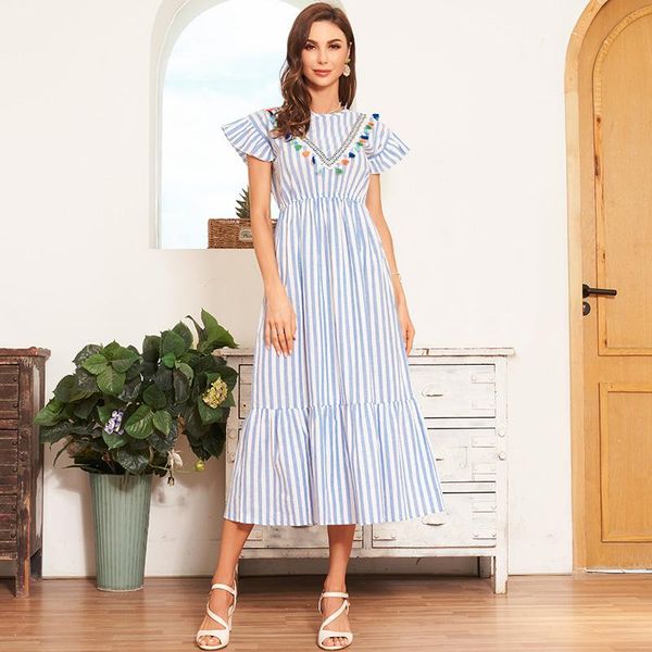 casual dresses 2021 summer dress women blue tassel trim petal short sleeve lotus leaf hem vertical striped holiday midi, Black;gray
casual dresses 2021 summer dress women blue tassel trim petal short sleeve lotus leaf hem vertical striped holiday midi, Black;gray