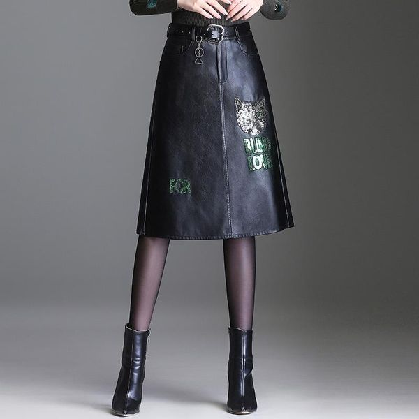 skirts high waist pu leather women 2021 autumn winter fashion embroidery knee length midi skirt slim a word ol, Black
skirts high waist pu leather women 2021 autumn winter fashion embroidery knee length midi skirt slim a word ol, Black