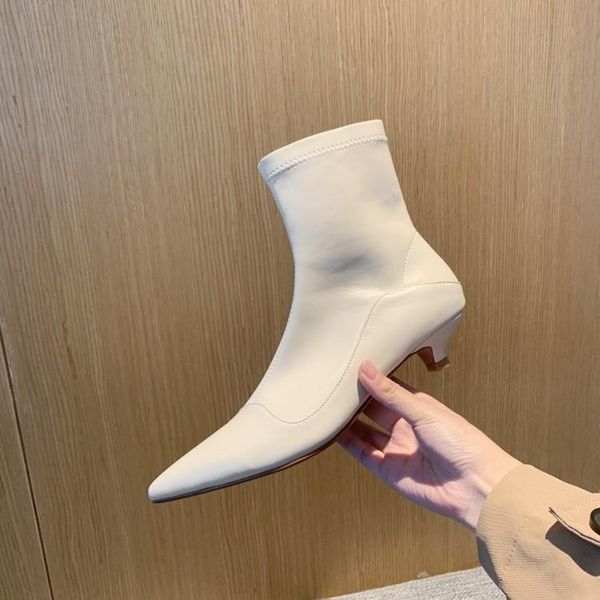 boots 2021 design women autumn ankle pointed toe 3cm kitten heels sock bottes beige leather office lady work scarpe donna, Black
boots 2021 design women autumn ankle pointed toe 3cm kitten heels sock bottes beige leather office lady work scarpe donna, Black