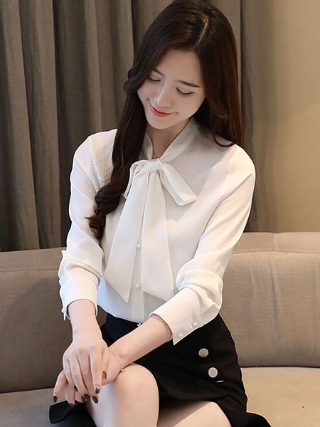 2021 spring new korean bowknot long sleeve chiffon shirt women's loose drape white bottom blouse
2021 spring new korean bowknot long sleeve chiffon shirt women's loose drape white bottom blouse