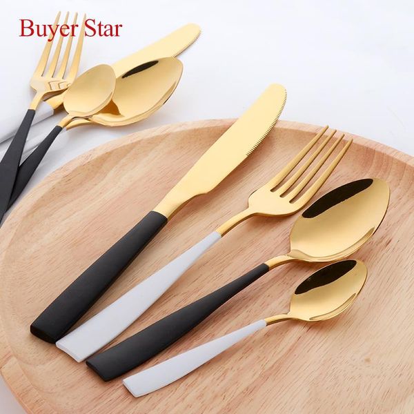 black gold dinnerware set stainless steel cutlery set 24 pieces white knife fork tableware cutleries western
black gold dinnerware set stainless steel cutlery set 24 pieces white knife fork tableware cutleries western