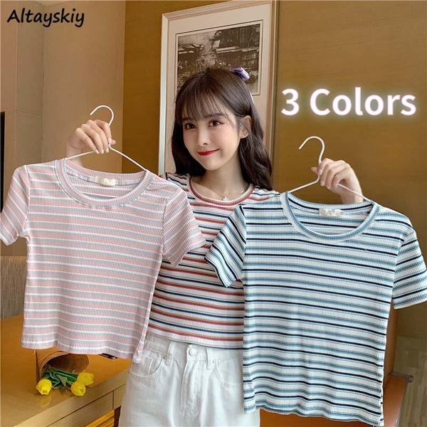 women's t-shirt women t-shirts short sleeve rainbow striped skinny sweet girls tees short-style kawaii slim summer o-neck elegant cute, White
women's t-shirt women t-shirts short sleeve rainbow striped skinny sweet girls tees short-style kawaii slim summer o-neck elegant cute, White