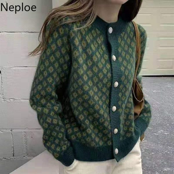 women's knits & tees neploe autumn winter vintage plaid sweater women temperament o neck loose cardigan single breasted gentle knitted, White
women's knits & tees neploe autumn winter vintage plaid sweater women temperament o neck loose cardigan single breasted gentle knitted, White