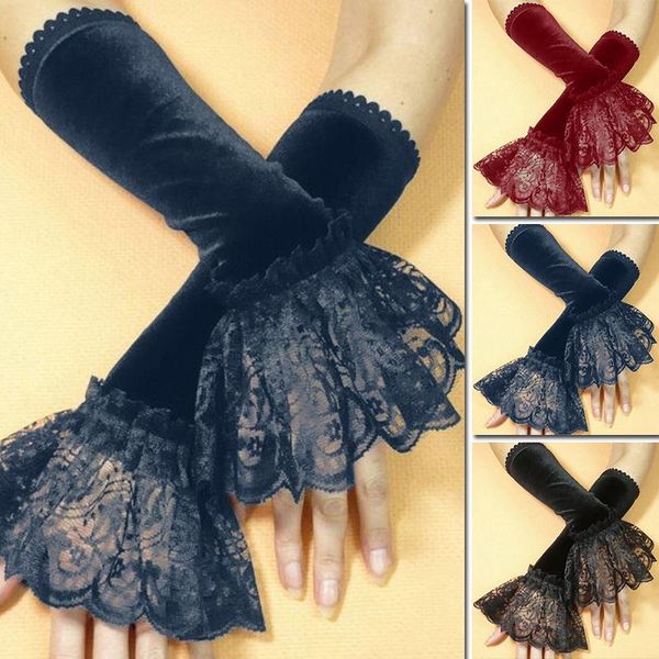 five fingers gloves 1 pair women lady elastic sleeve driving covered arm sleeves pleated lace hollow long fingerless mittens, Blue;gray
five fingers gloves 1 pair women lady elastic sleeve driving covered arm sleeves pleated lace hollow long fingerless mittens, Blue;gray