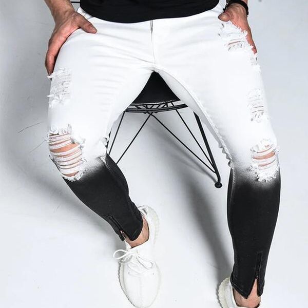 2021 new mens skinny stretch ripped male jeans slim fit denim trousers fashion streetwear gradient white black skinny jeans men
2021 new mens skinny stretch ripped male jeans slim fit denim trousers fashion streetwear gradient white black skinny jeans men