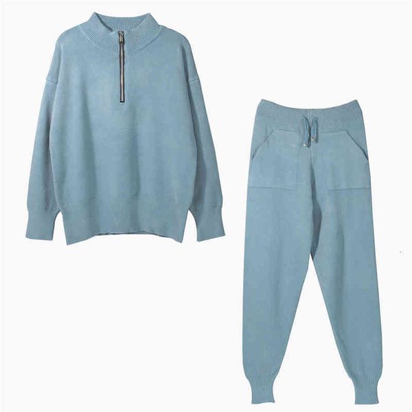 women's two piece pants winter warm knitting a half zipper sweater feet tall waist trousers leisure suit kgeq, White
women's two piece pants winter warm knitting a half zipper sweater feet tall waist trousers leisure suit kgeq, White