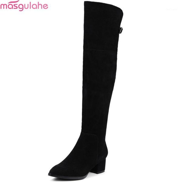 masgulahe fashion women boots pointed toe zipper ladies cow suede square heel buckle leather over the knee1, Black
masgulahe fashion women boots pointed toe zipper ladies cow suede square heel buckle leather over the knee1, Black