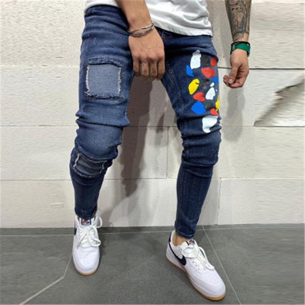 mens solid color skinny jeans fashion trend elasticity hole denim pencil pants clothing spring male washed patch spots casual slim trousers, Blue
mens solid color skinny jeans fashion trend elasticity hole denim pencil pants clothing spring male washed patch spots casual slim trousers, Blue