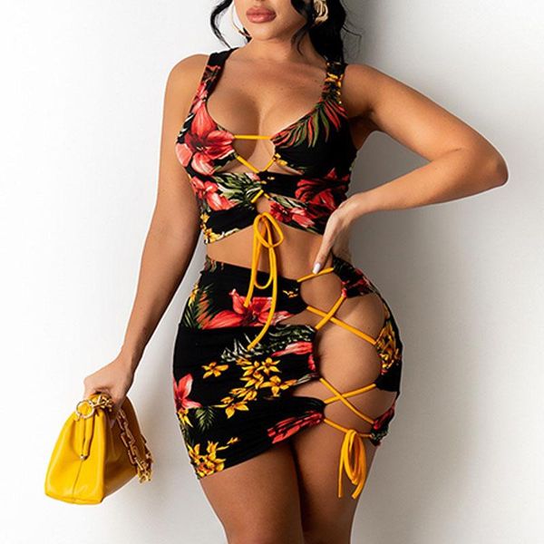 women's swimwear 2 pieces women fashion vintage floral print dress summer hollow out beach slim mini skirt set lace up streetwear, White;black
women's swimwear 2 pieces women fashion vintage floral print dress summer hollow out beach slim mini skirt set lace up streetwear, White;black