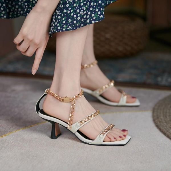 sandals rome design 2021 women gold chains square open toe prom summer shoes 5cm med heels lady sandalias femmes zapatos mujer, Black
sandals rome design 2021 women gold chains square open toe prom summer shoes 5cm med heels lady sandalias femmes zapatos mujer, Black