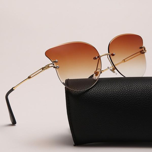 sunglasses fashion rimless cat eye designer women metal sun glasses lady shades uv400 eyewear, White;black
sunglasses fashion rimless cat eye designer women metal sun glasses lady shades uv400 eyewear, White;black