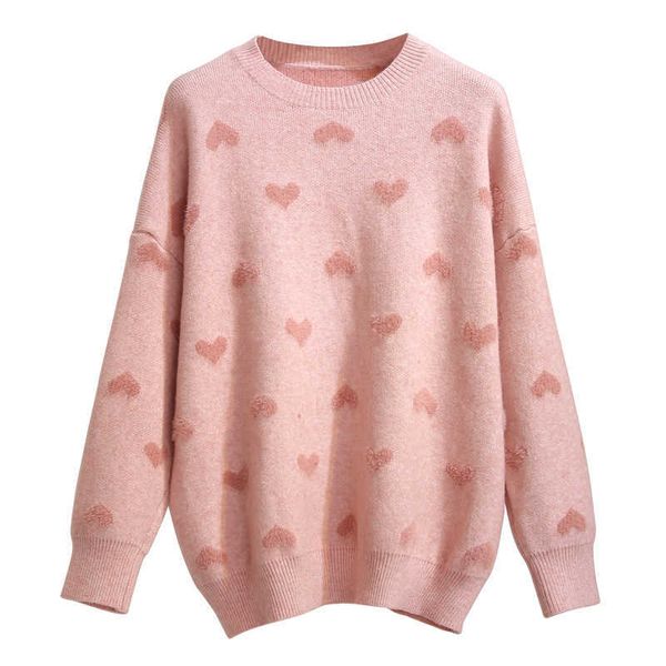 perhaps u women sweater crew neck knitted pullovers long sleeve pink heart loose winter m0090 210529, White
perhaps u women sweater crew neck knitted pullovers long sleeve pink heart loose winter m0090 210529, White