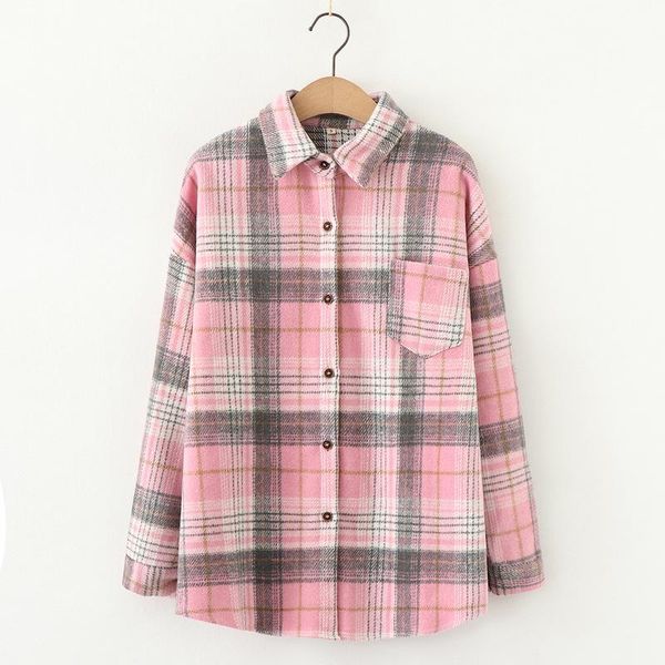 women's blouses & shirts autumn winter warm plaid women vintage korean loose pockets worsted long sleeve harajuku chic for female, White
women's blouses & shirts autumn winter warm plaid women vintage korean loose pockets worsted long sleeve harajuku chic for female, White