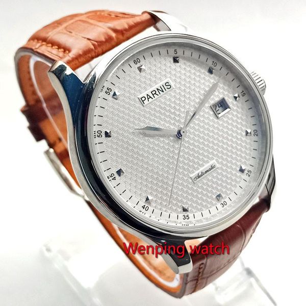 wristwatches 43mm black / white dial silver hands power reserve st 2542 automatic mens watch w1912, Slivery;brown
wristwatches 43mm black / white dial silver hands power reserve st 2542 automatic mens watch w1912, Slivery;brown