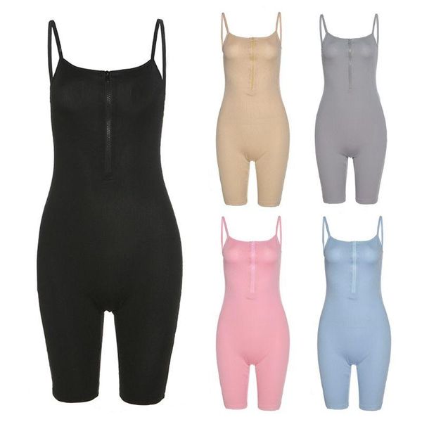 women spaghetti strap bodycon jumsuit ribbed knit zip up biker shorts rompers fitness sport playsuit clubwear, Black;white
women spaghetti strap bodycon jumsuit ribbed knit zip up biker shorts rompers fitness sport playsuit clubwear, Black;white
