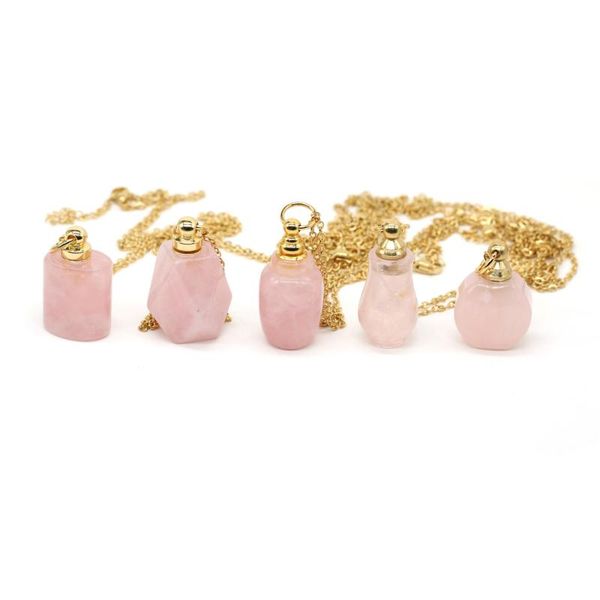 pendant necklaces natural perfume bottle crystal stone necklace fashion rose quartzs essential oil diffuser charm copper chain jewelry, Silver
pendant necklaces natural perfume bottle crystal stone necklace fashion rose quartzs essential oil diffuser charm copper chain jewelry, Silver