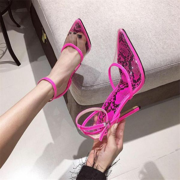 dress shoes snakeskin grain pvc transparent pumps ankle buckle strap pointed toe wedding sandals party high heel femme, Black 
dress shoes snakeskin grain pvc transparent pumps ankle buckle strap pointed toe wedding sandals party high heel femme, Black