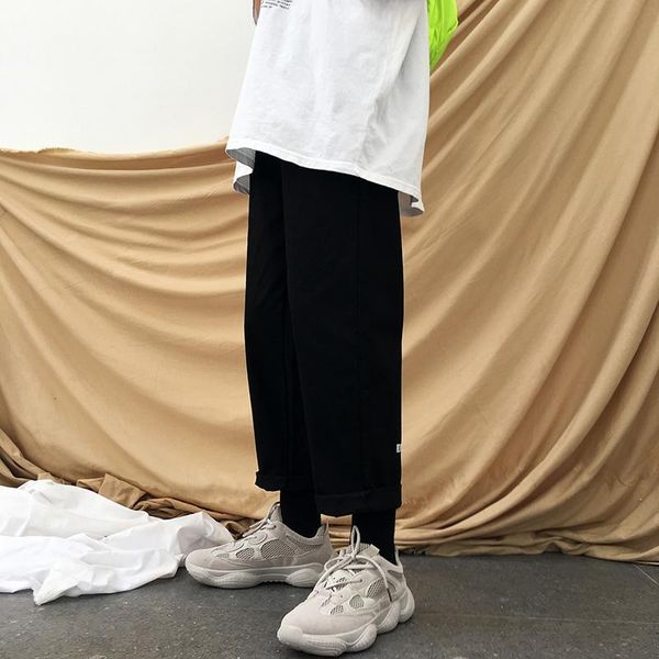 spring autumn solid color straight pants men korean loose casual wide-leg pants men harajuku streetwear retro cargo, Black 
spring autumn solid color straight pants men korean loose casual wide-leg pants men harajuku streetwear retro cargo, Black