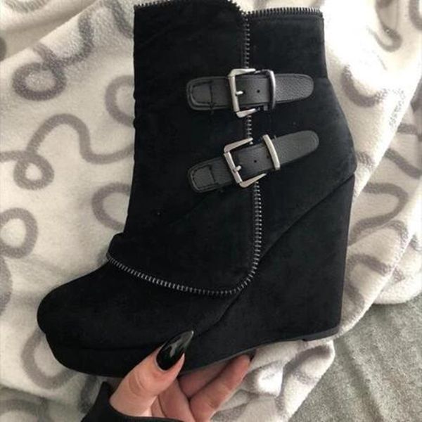 fashion ankle boots for women suede wedges zipper solid color short booties round toe shoes boots-women dropshipping 2020, Black
fashion ankle boots for women suede wedges zipper solid color short booties round toe shoes boots-women dropshipping 2020, Black