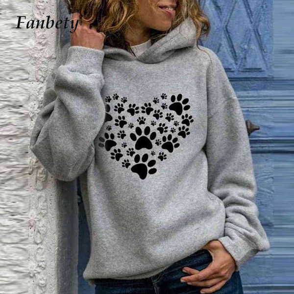 women's knits & tees casual cute paw heart print feminino fleece hoodies autumn winter long sleeve pullovers plus size letter, White
women's knits & tees casual cute paw heart print feminino fleece hoodies autumn winter long sleeve pullovers plus size letter, White