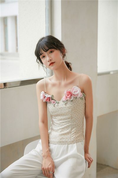 2021 new polka dot cami women floral appliques backless crop summer spaghetti strap designer 5op3, White
2021 new polka dot cami women floral appliques backless crop summer spaghetti strap designer 5op3, White