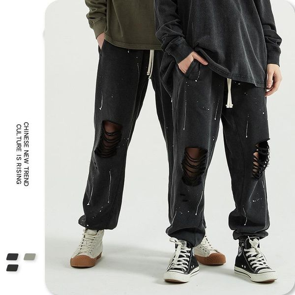 men's pants cool fall winter 2021 style knee holes splash ink dark high street lazy trendy trousers men, Black
men's pants cool fall winter 2021 style knee holes splash ink dark high street lazy trendy trousers men, Black