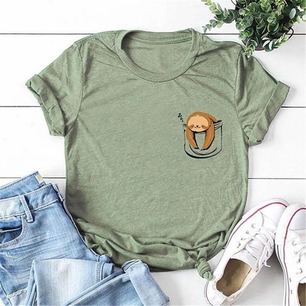 women's t-shirt tshirt women lazy sloth print graphic tee funny cartoon female clothes spring summer kawaii streetwear girl cute shirt, White
women's t-shirt tshirt women lazy sloth print graphic tee funny cartoon female clothes spring summer kawaii streetwear girl cute shirt, White