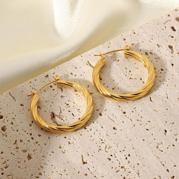 hoop & huggie 316l stainless steel twisted earrings girls trendy classic circle jewelry accessories for women, Golden;silver
hoop & huggie 316l stainless steel twisted earrings girls trendy classic circle jewelry accessories for women, Golden;silver