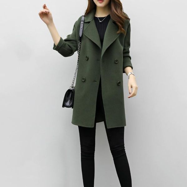 women's wool & blends coat women autumn winter jackets solid color lapel double-breasted woolen midi trench loose long sleeve jacket wa, Black
women's wool & blends coat women autumn winter jackets solid color lapel double-breasted woolen midi trench loose long sleeve jacket wa, Black