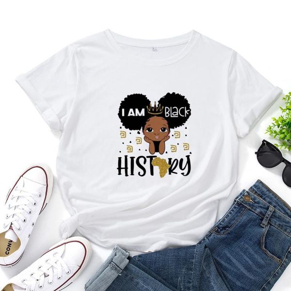 women's t-shirt i am black history women tshirt fashion letter pattern print t shirt for loose casual femme versatile simple top, White
women's t-shirt i am black history women tshirt fashion letter pattern print t shirt for loose casual femme versatile simple top, White