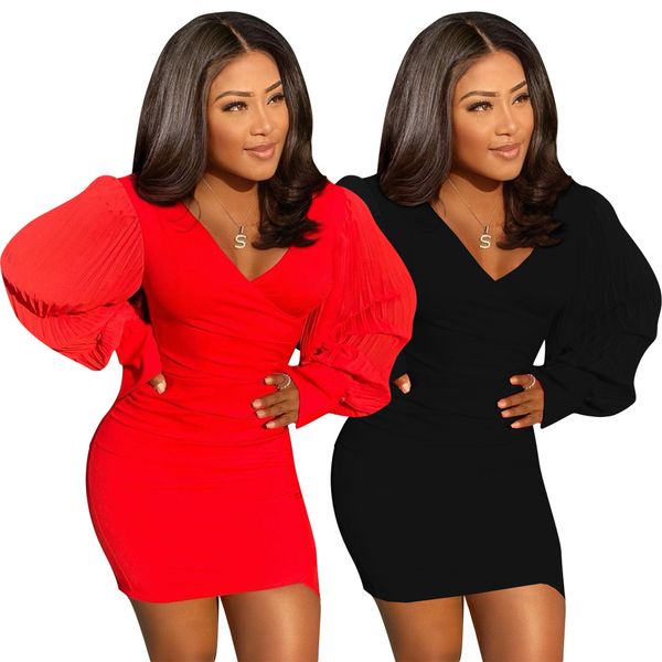 dress fall lantern sleeve v-neck solid mini dress skinny bodycon elegant christmas red party club female dress, Gray
dress fall lantern sleeve v-neck solid mini dress skinny bodycon elegant christmas red party club female dress, Gray