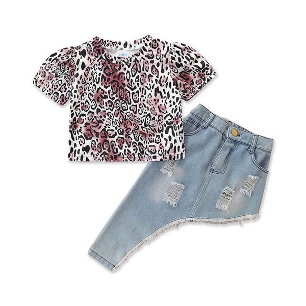 kids clothing sets girls outfits baby clothes children suit summer girl leopard print short sleeve hole denim skirts 2pcs b6862, White
kids clothing sets girls outfits baby clothes children suit summer girl leopard print short sleeve hole denim skirts 2pcs b6862, White