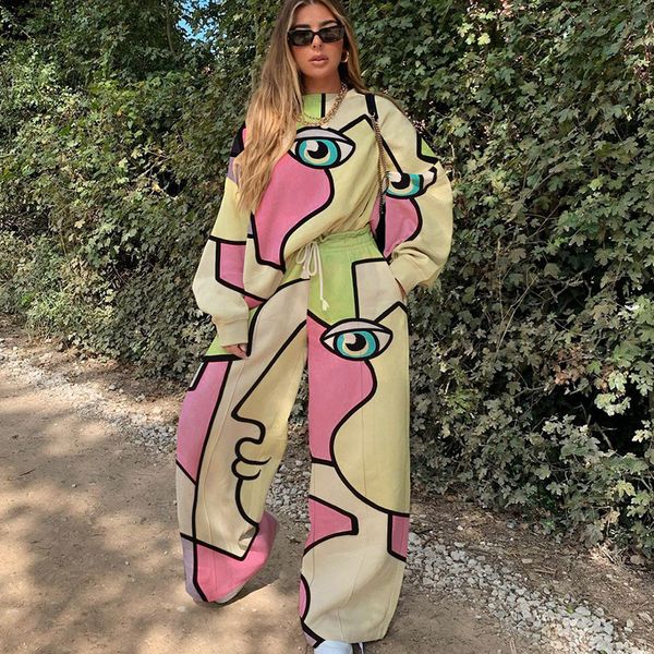 2021 new fun pink graffiti eyes face ptint piece thin women sweatshirt pants loose casual matching fashion streetwear harajuku u089, White
2021 new fun pink graffiti eyes face ptint piece thin women sweatshirt pants loose casual matching fashion streetwear harajuku u089, White