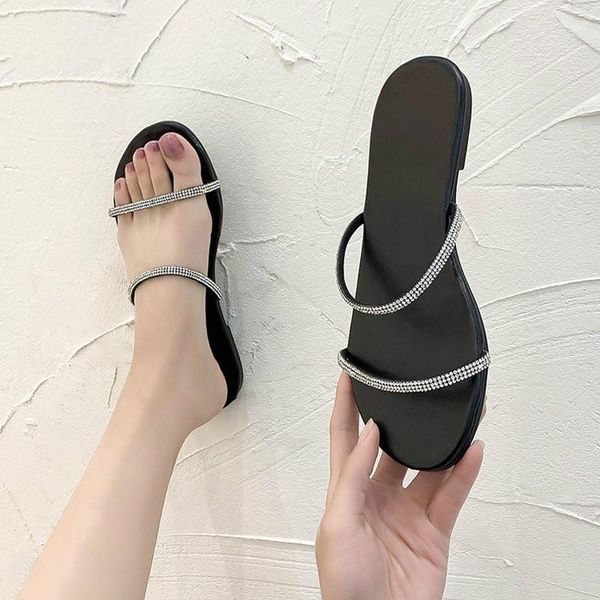 llogai outside fashion leather woman summer slippers open toe crystal women shoes flat slippers casual shoes for women, Black
llogai outside fashion leather woman summer slippers open toe crystal women shoes flat slippers casual shoes for women, Black