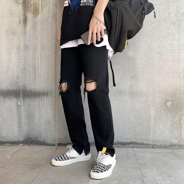 men's jeans summer tide brand ankle-length ripped trend wild youth loose straight-leg casual pants, Blue
men's jeans summer tide brand ankle-length ripped trend wild youth loose straight-leg casual pants, Blue