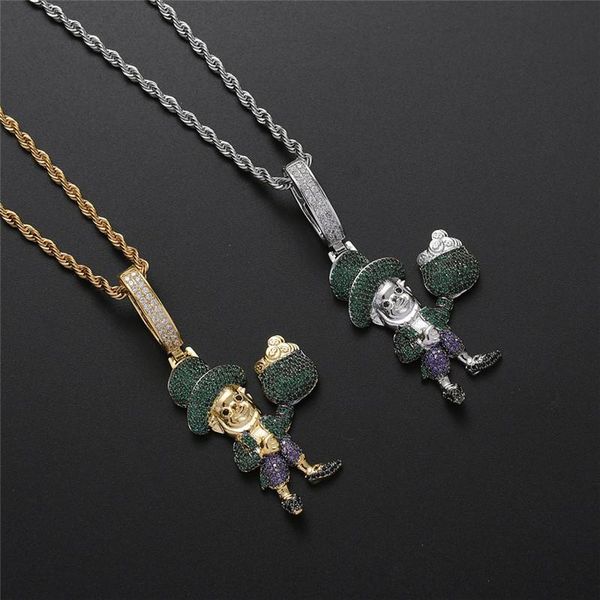 pendant necklaces iced out full zircon circus clown necklace fashion crystal cartoon cap droll hip hop jewelry for men, Silver
pendant necklaces iced out full zircon circus clown necklace fashion crystal cartoon cap droll hip hop jewelry for men, Silver