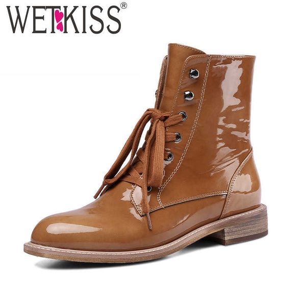 wetkiss patent leather women ankle boots round toe cross tied footwear wood low heels female boot motorcycle shoes woman 210630, Black
wetkiss patent leather women ankle boots round toe cross tied footwear wood low heels female boot motorcycle shoes woman 210630, Black