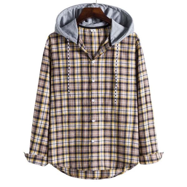 men's casual shirts men clothing 2021 fall/winter fashion plaid hooded long sleeve shirt camisas para hombre, White;black
men's casual shirts men clothing 2021 fall/winter fashion plaid hooded long sleeve shirt camisas para hombre, White;black
