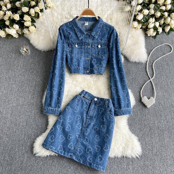 two piece dress retro fried street western style suit fashion age-reducing denim jacket over-the-knee skirt two-piece, White
two piece dress retro fried street western style suit fashion age-reducing denim jacket over-the-knee skirt two-piece, White