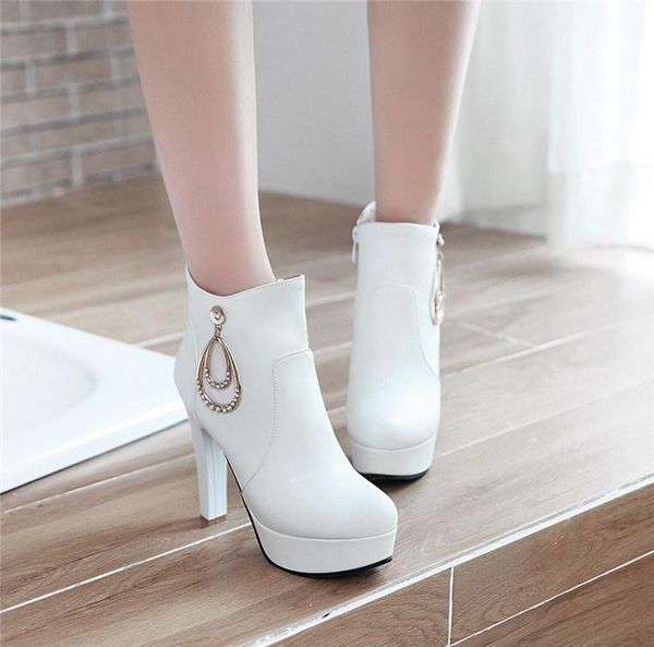 dress shoes leather short boots women's round head super high heel autumn winter large thick zipper waterproof platform low barrel, Black
dress shoes leather short boots women's round head super high heel autumn winter large thick zipper waterproof platform low barrel, Black