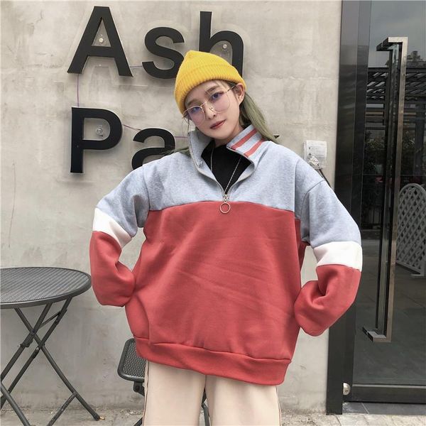 women's hoodies & sweatshirts hip hop women 2021 harajuke loose pullover ladies stand collar zipper patchwork, Black
women's hoodies & sweatshirts hip hop women 2021 harajuke loose pullover ladies stand collar zipper patchwork, Black
