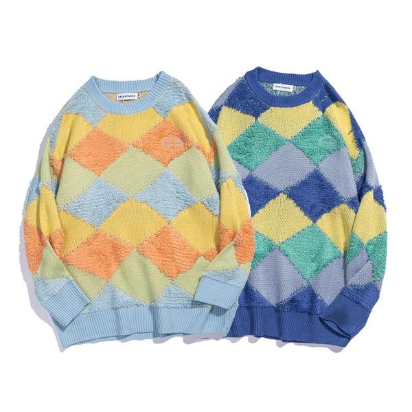 men's sweaters streetwear harajuku color block sweater men jumper hip hop crew neck plaid patchwork pullover mens clothes oversize knit, White;black
men's sweaters streetwear harajuku color block sweater men jumper hip hop crew neck plaid patchwork pullover mens clothes oversize knit, White;black