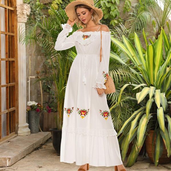ethnic clothing 2021 muslim fashion one-line embroidered lace petal long sleeve elastic waist fold european and american dress, Red
ethnic clothing 2021 muslim fashion one-line embroidered lace petal long sleeve elastic waist fold european and american dress, Red